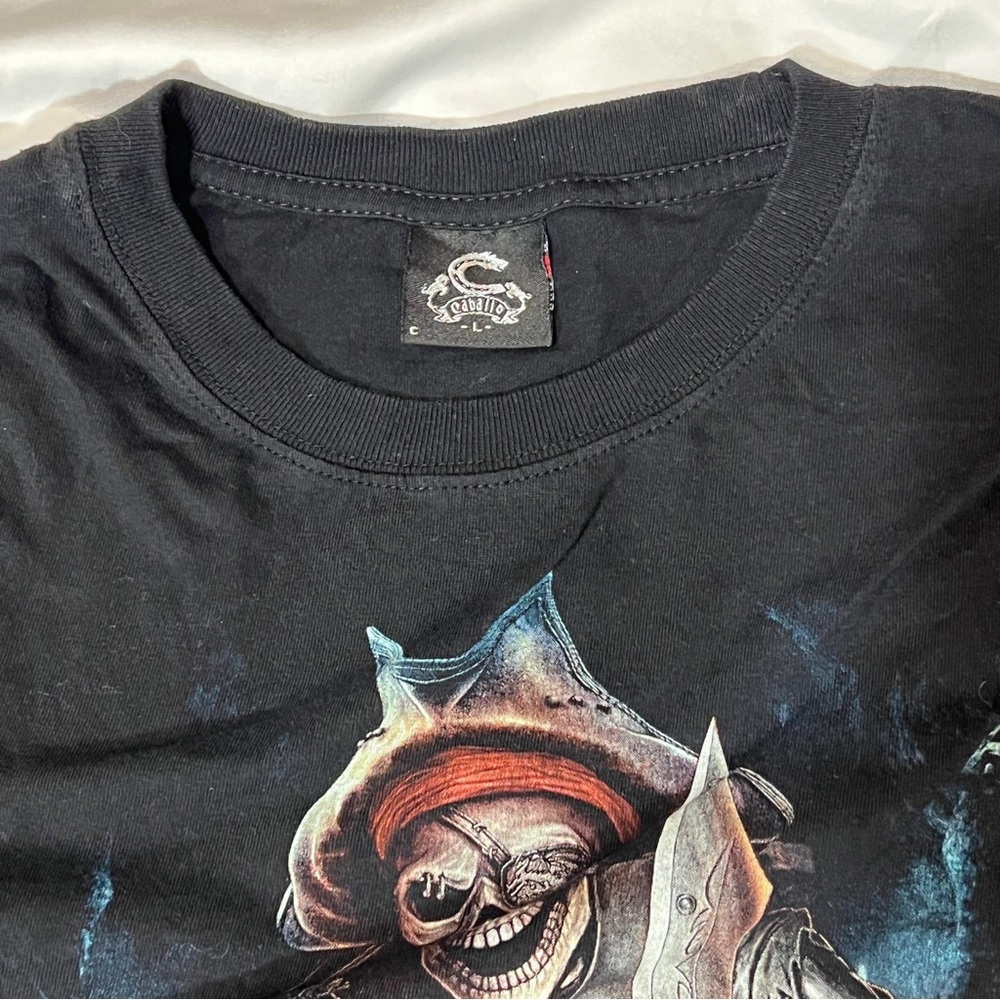 Caballo Pirate Skull Graphic Black T-Shirt L St Thomas - Picture 4 of 8